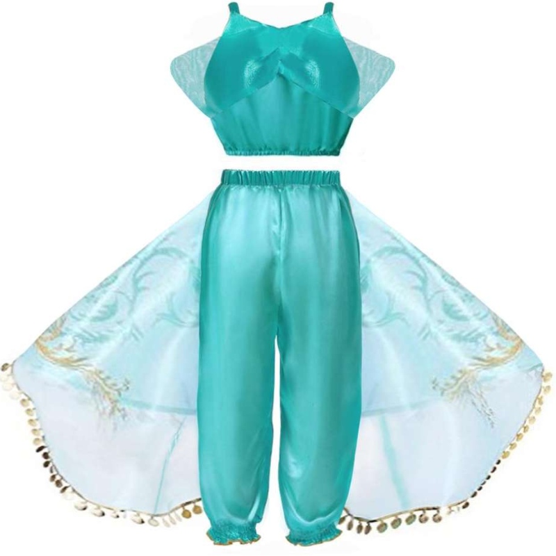 Girls Fancy Dishing Kids Halloween Costume Cosplay Vêtements Lil Girls Princess Jasmine Party Robe