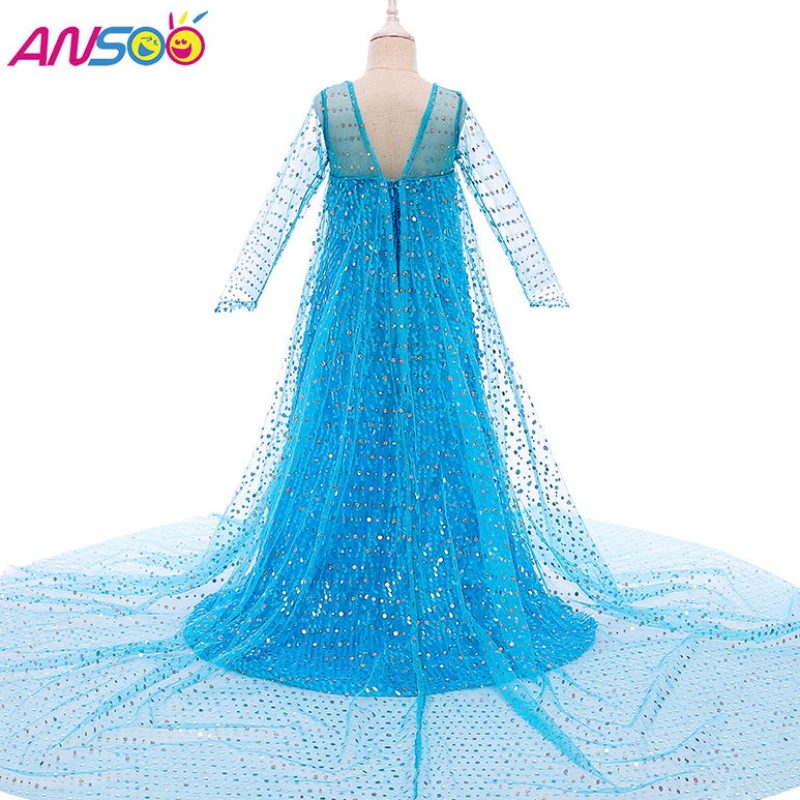 Ansoo Top Vente des vêtements Fancy Princess Dress Up Long Tail 2022 Elsa Anna Robe For Girls