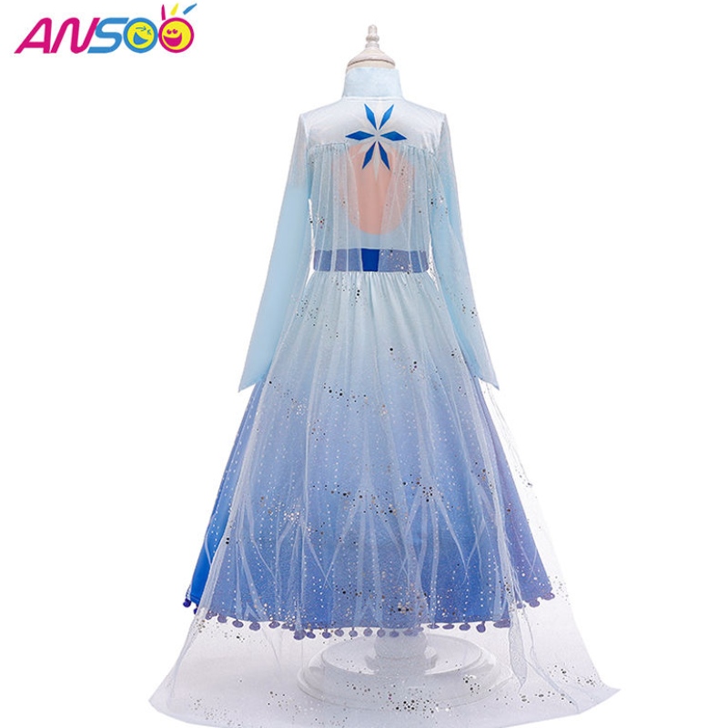 ANSOO VENTE HOT ELSA ANNA COSPlay Costume 3pcs Une robe de princesse de films pour filles pour 2-13 ans