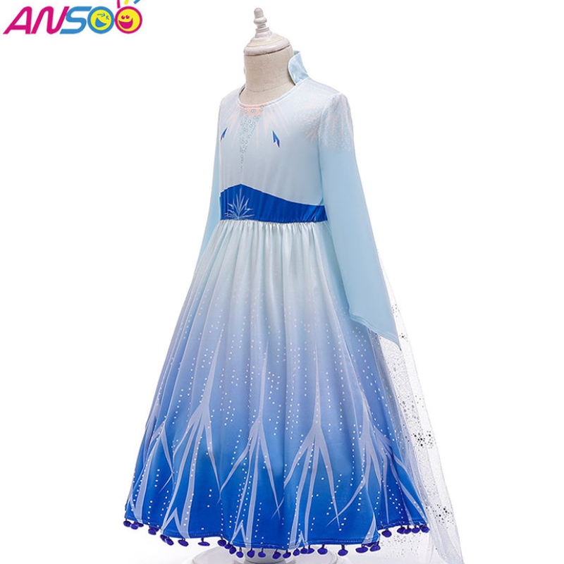 ANSOO VENTE HOT ELSA ANNA COSPlay Costume 3pcs Une robe de princesse de films pour filles pour 2-13 ans