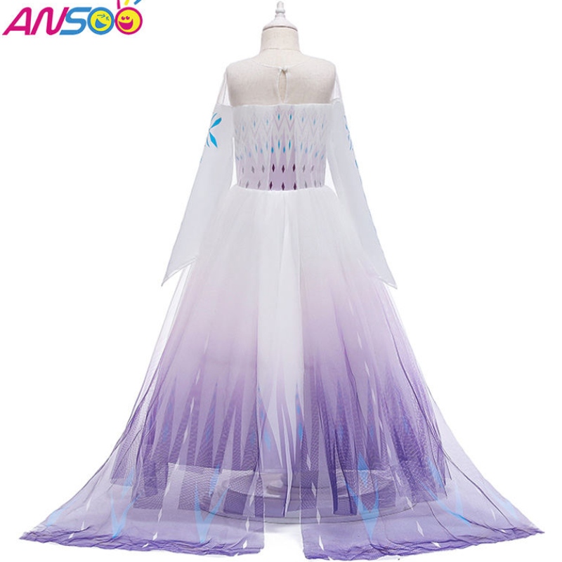 ANSOO Snow Queen 2 Cosplay Girls Hobe Summer Casual Mesh Princess Dress Party Performance Costume 4-12 ans Kids Elsa Robes