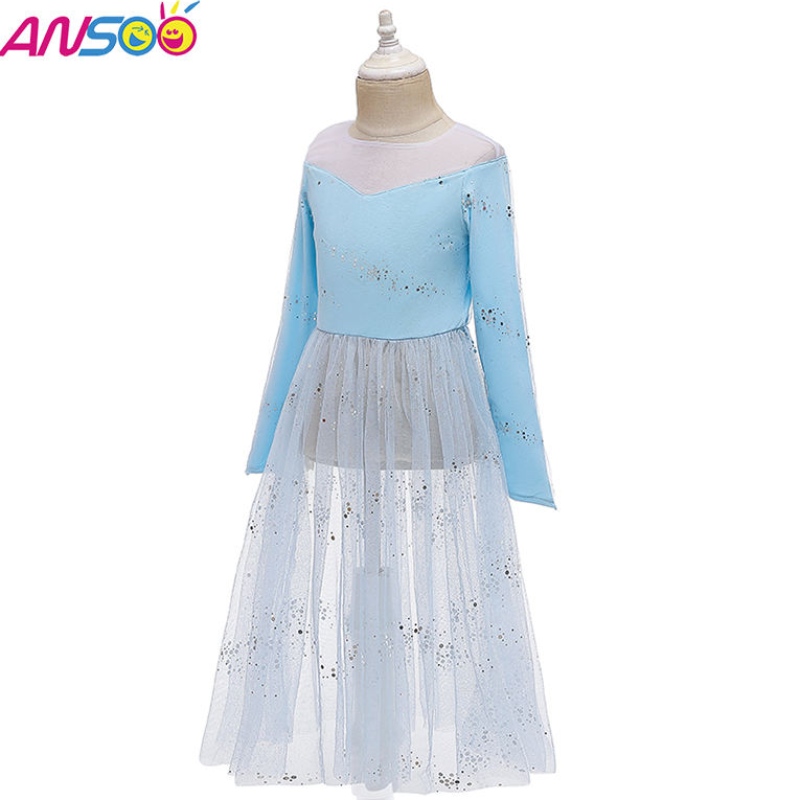 Ansoo Dress Up 2 Princess Elsa Anna Fashion Dress Costume Elsa 2 Movie 2 Robe pour 2-13 ans Girls