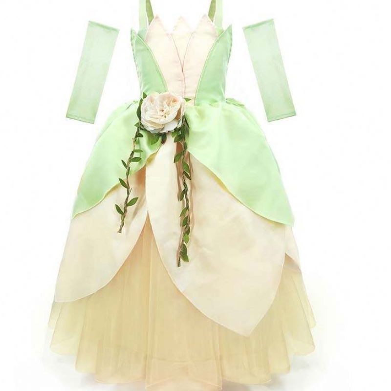 Bouche de bal Halloween de fête d'anniversaire d'enfant habiller la grenouille Girls Princesse Tiana Costume HCTB-006