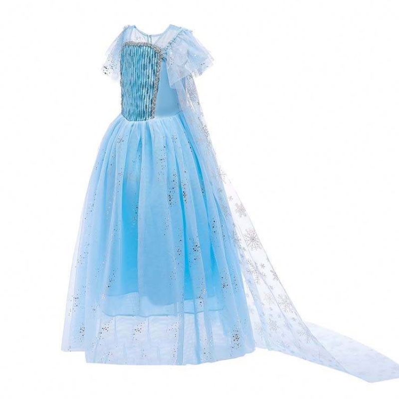 Top Quality Little Girls Halloween Party Blue Elsa Princess Dress HCGD-018