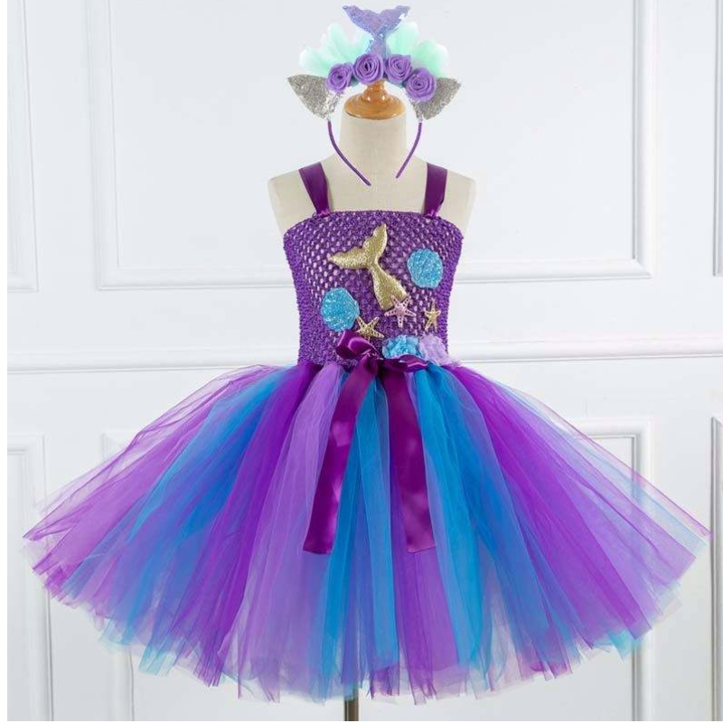 2022 Best Sell Kids Halloween Cosplay Costume Vêtements Tutu Little Mermaid Costume HCMM-017