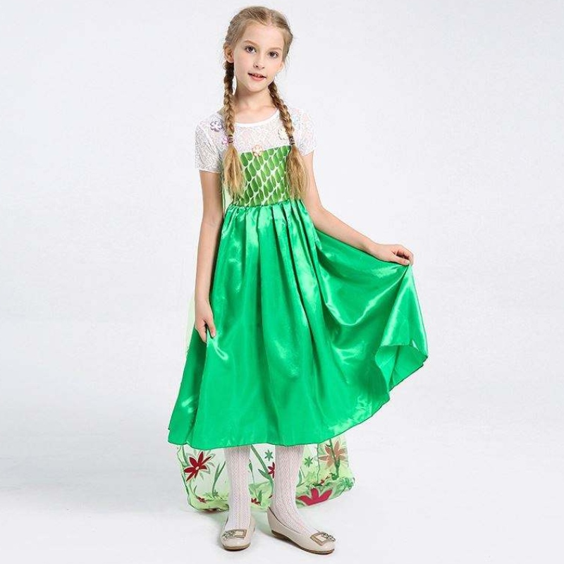 Amazon Top Vender Girl \\ Sobrure d'anniversaire Costume princesse Anna Kids Hobe Elsa pour 4-10y HCGD-019