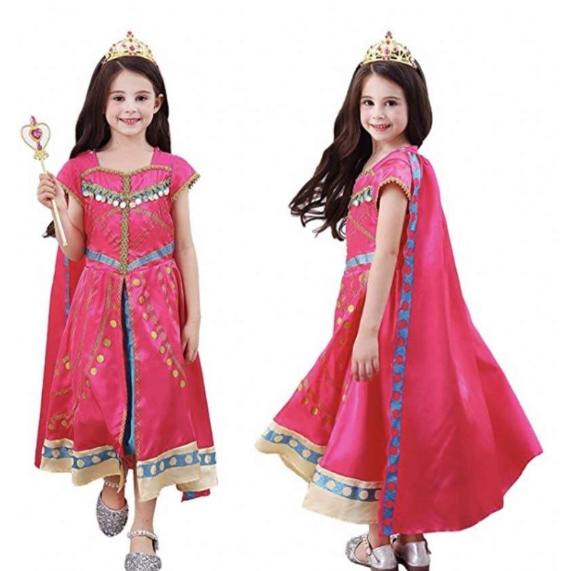 Filles habillées anniversaire halloween fête petite princesse costume robe arabe avec capile tiara wand hcal-002