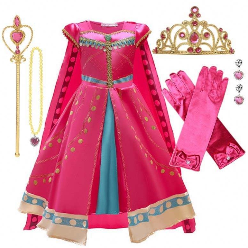 Filles habillées anniversaire halloween fête petite princesse costume robe arabe avec capile tiara wand hcal-002