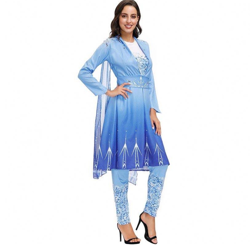 2022 Nouveaux arrivées adultes Snow Queen Elsa Cosplay Halloween Costume Women HCGD-055
