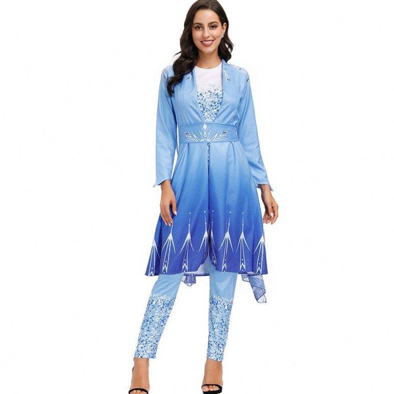 2022 Nouveaux arrivées adultes Snow Queen Elsa Cosplay Halloween Costume Women HCGD-055