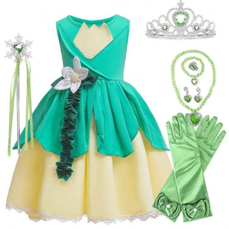 Costume Halloween Kids Tiana Costume Princess and the Frog Costume for Girls HCTB-007