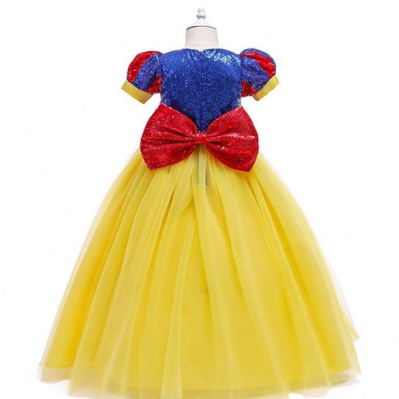 Girl Birthday Party Lantern Sleeve Blanche Blanc Robe de princesse pour enfants Girl Snow White Party Robe HCSW-008