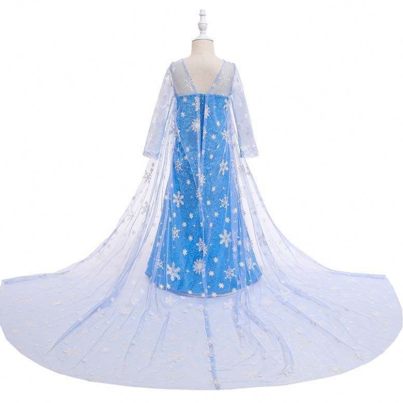 Costume d'enfants Petite fille Blue Robe Snow Queen Cap Princess Elsa Robe HCGD-047