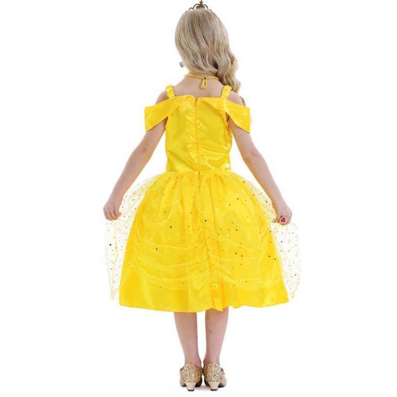 Fancy Halloween Noël anniversaire fête carnaval jaune ballgown princesse robe petite fille belle robes hcbl-007