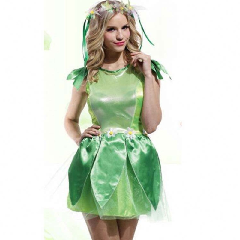 Girls Halloween Party Fairy Dress Up Kids Green Fairy Robe Costume HCTB-008