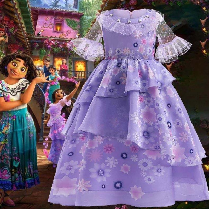 Anime isabella encanto robe violette girls princess enfants fantaisie déguiser carnaval cosplay Encanto costume kids vêtements