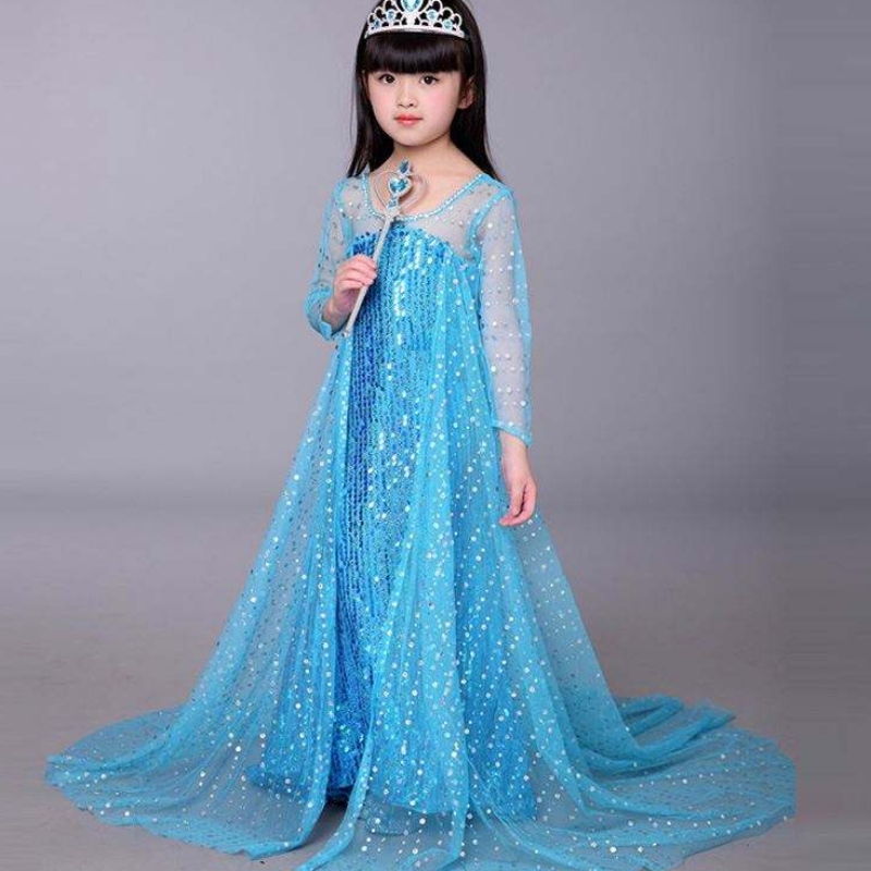 Baige Blue Elsa paillettes pour enfants Halloween cosplay costume elsa ana princess robe