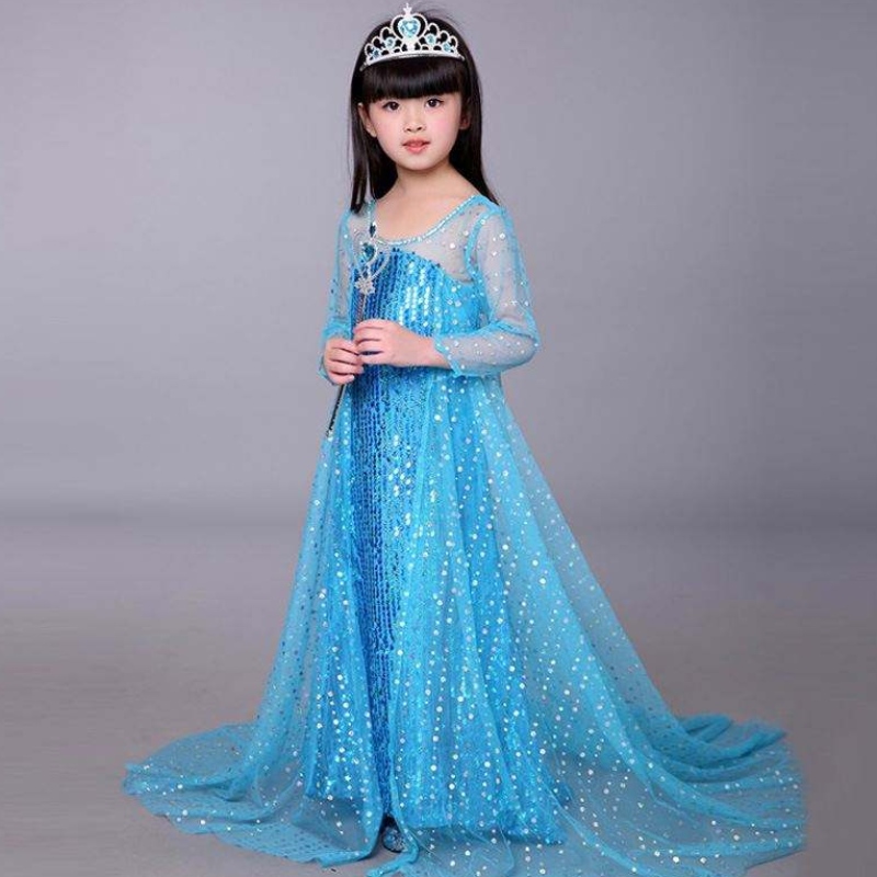 Baige Blue Elsa paillettes pour enfants Halloween cosplay costume elsa ana princess robe