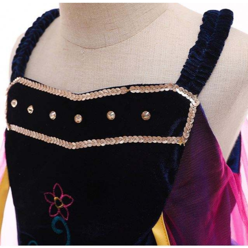 Vente en gros princesse Anna Elsa Costume Long Dress Kids Christmas Party Cosplay Costume Fancy Distes for Girls L0695