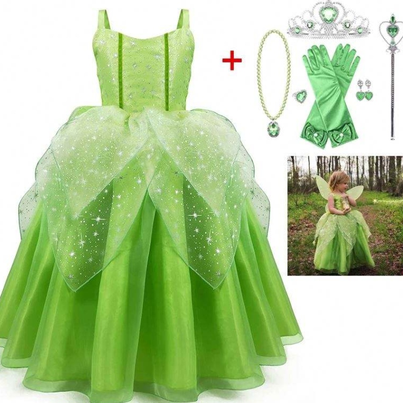 Baige Flower Girl Spot Cosplay Performance Costume Costume Costume Bell Bell Fairy Tinkerbell Princesse Robe avec aile