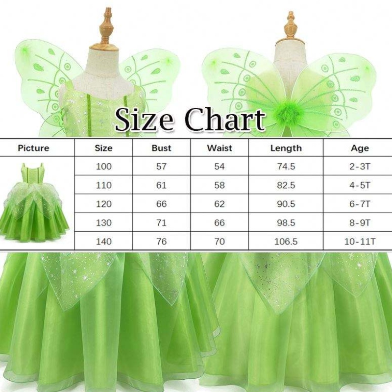 Baige Flower Girl Spot Cosplay Performance Costume Costume Costume Bell Bell Fairy Tinkerbell Princesse Robe avec aile