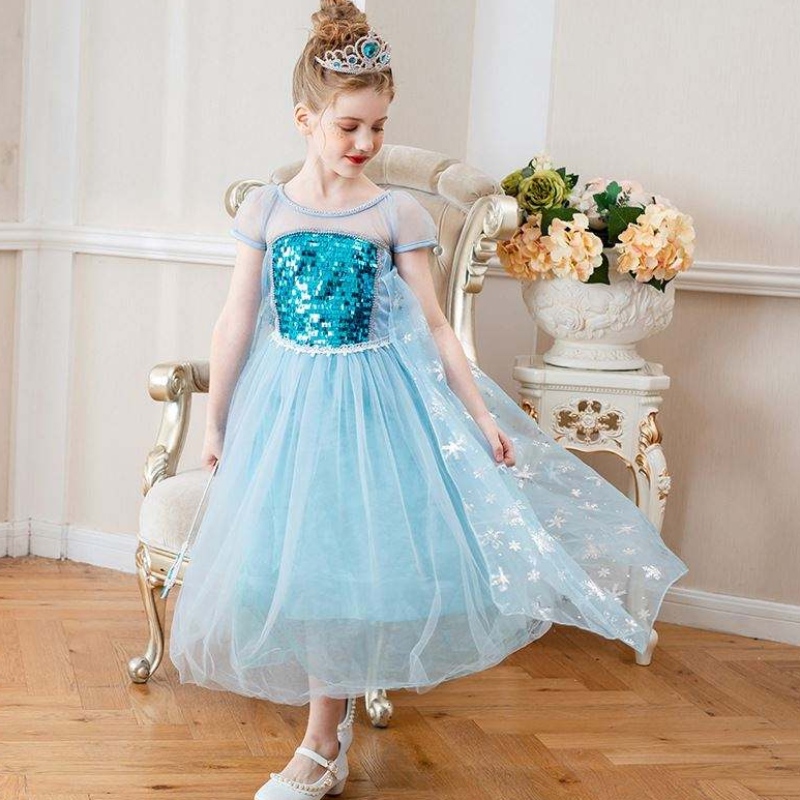 Baige Nouvelle arrivée sans manches Elsa Anna Fashion Kids Costume Cosplay Girls Costume Party Robes