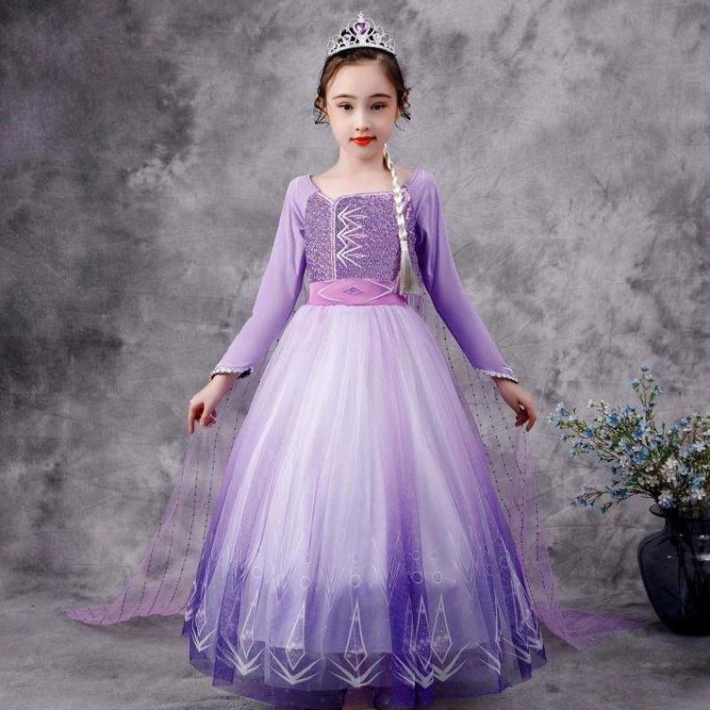 Baigenew elsa costume 2 filles robes princesseneige reine anniversaire de fantaisie cosplay tenue à manches longues