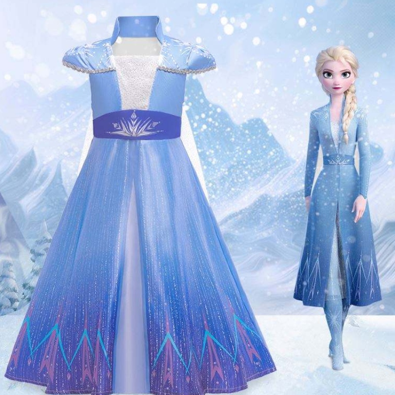 Nouvelle princesse Elsa Anne Cosplay Dress Girls TV Movie Costumes Costumes Halloween Party Vêtements BX1709