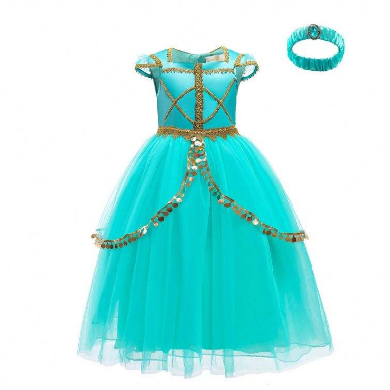 Costume de princesse à chaud pour les filles Jasmine Cosplay Summer Tendance Party Wear Girl Robes