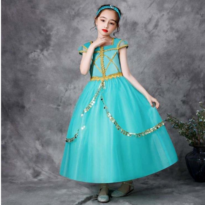 Costume de princesse à chaud pour les filles Jasmine Cosplay Summer Tendance Party Wear Girl Robes