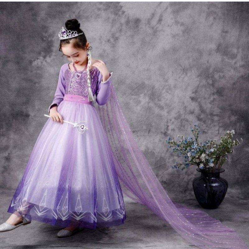 robe à manches ongtes elsa robe cosplay performance costume girls pailled girls robe