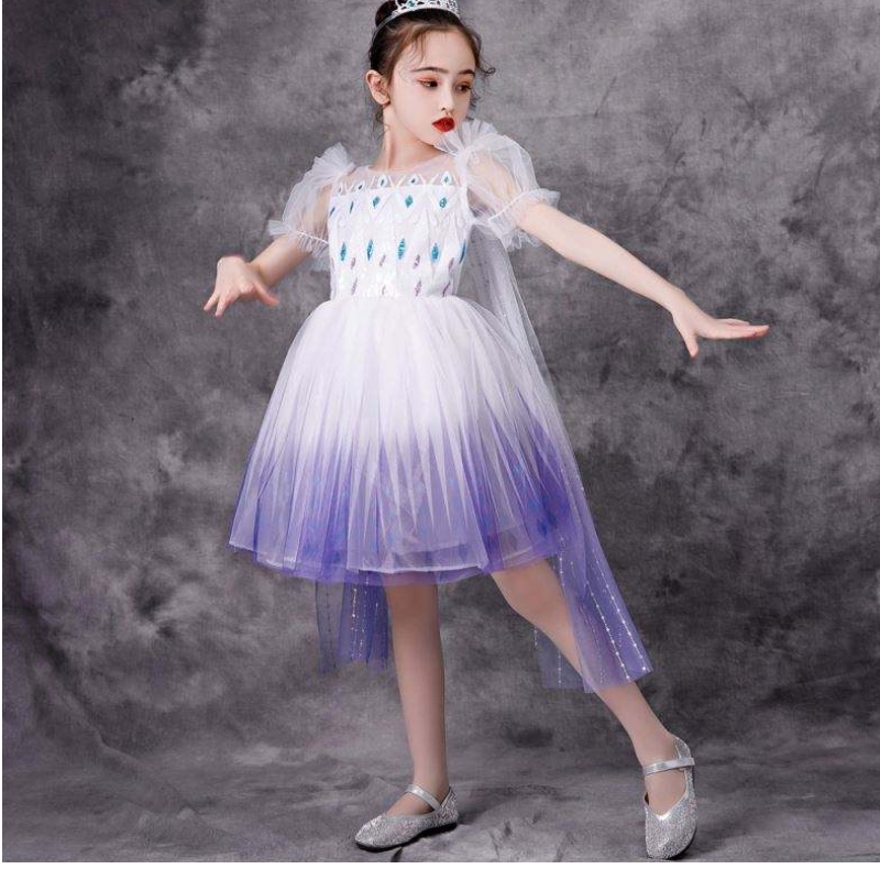 Nouvelle fille Elsa 2 Aisha White Robe Kids Girls Girls Halloween Princess Robe Tutu Mariage d'été Robe de fête