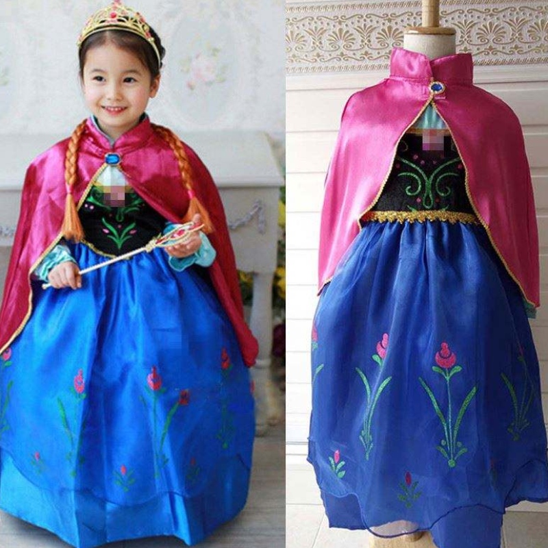 Filles Elsa Anna Dress Cartoon Cosplay Snow Queen Princess Robes Elsa Toddler Children Vêtements Vêtements pour filles