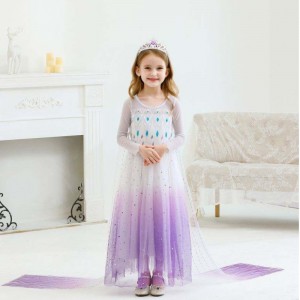 Nouvelle fille princesse elsa robe Kids Summer Robe Summer Firls Purple Elsa Robe for Children 2-10 ans