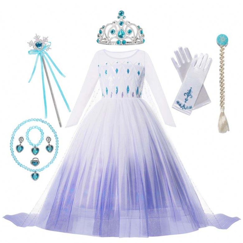 Anna Elsa Princess Costumes For Kids Halloween Christmas Party Cosplay Snow Queen Fancy Dishes Girls Snowflake Prom Robe