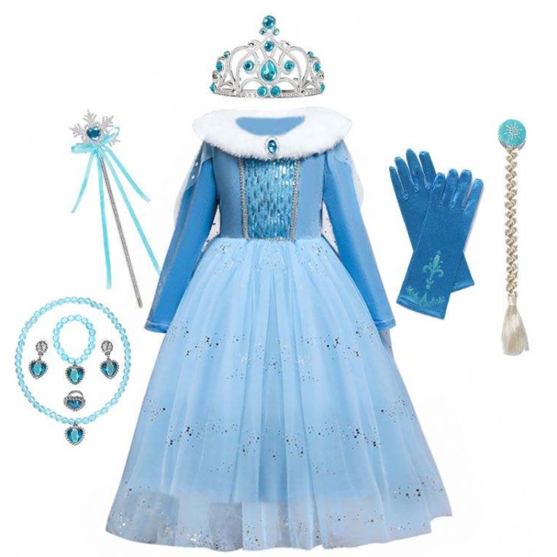 Anna Elsa Princess Costumes For Kids Halloween Christmas Party Cosplay Snow Queen Fancy Dishes Girls Snowflake Prom Robe