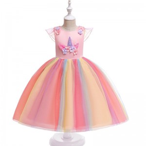 Vente chaude Belle princesse pour enfants Vêtements porter une fête d\'anniversaire Unicorn Horn Sequin Tutu Girl Robe pour petites filles