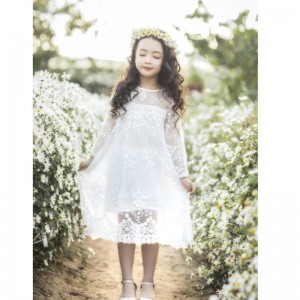 Robes blanches pour enfants Enfants Mariage Bridesmaid Lace Robe Party Robe de soirée 3 6 14 ans pour les filles de fleurs