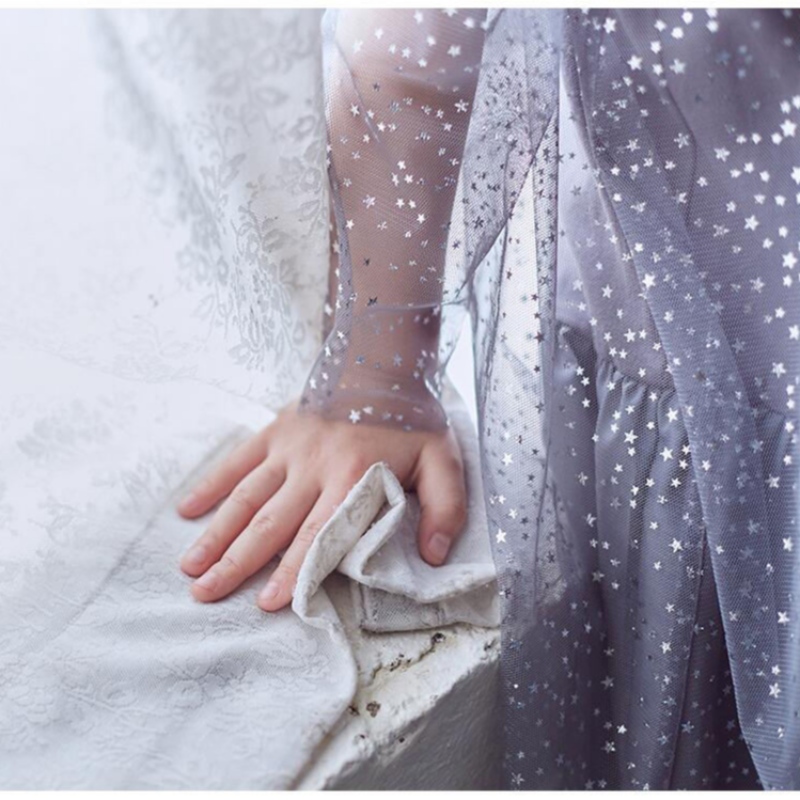 Robe d'été Modèle d'étoile brillant Girls Yarn Coton Robe de princesse doublée de Noël