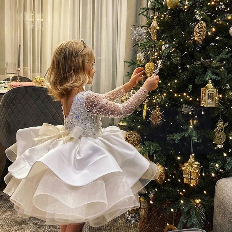 Robes de balle à paillettes princesse fête fleur fille de mariage robe d'anniversaire