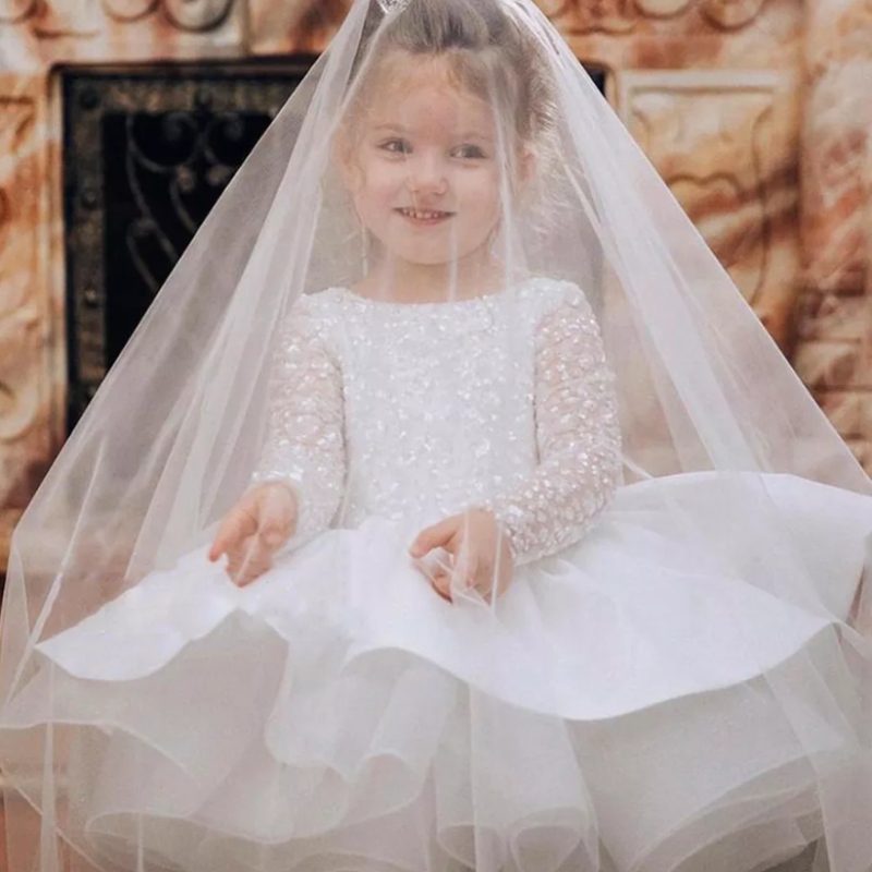 Robes de balle à paillettes princesse fête fleur fille de mariage robe d'anniversaire