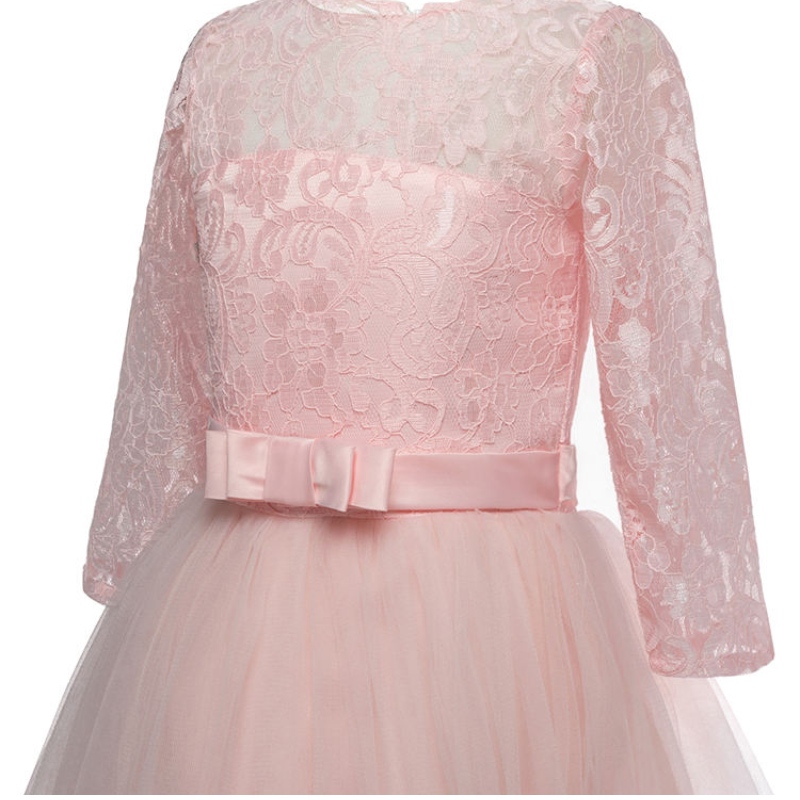 Teenage Girls Dress Summer Children's Vêtements Party Elegant Princess Long Tulle Baby Girls Kids Dente Lace Mariage Ceremony Robes