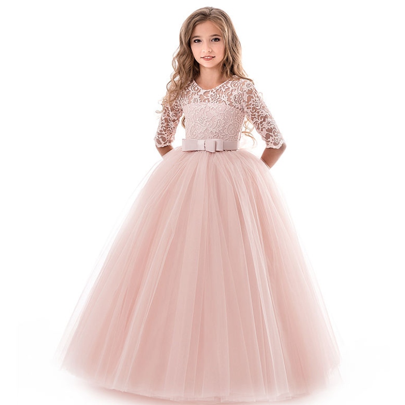 Teenage Girls Dress Summer Children's Vêtements Party Elegant Princess Long Tulle Baby Girls Kids Dente Lace Mariage Ceremony Robes