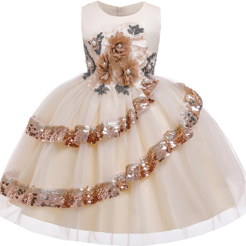 2022 Été bébé robe fille élégante girnes enfants robes enfants vêtements fleur fleur princesse de mariage robe de fête de soirée