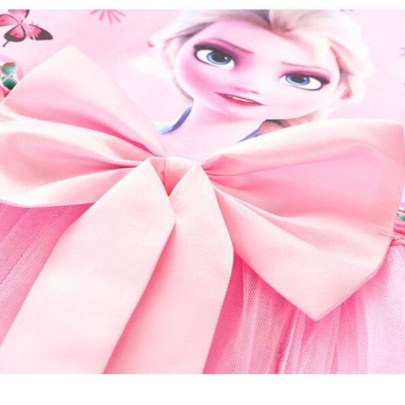 2-8Y Girls Robe Summer Nouvelle manche à manches courtes Princesse Elsa Mesh Tutu Jirt Children \\ Birthday Party Cosplay robe