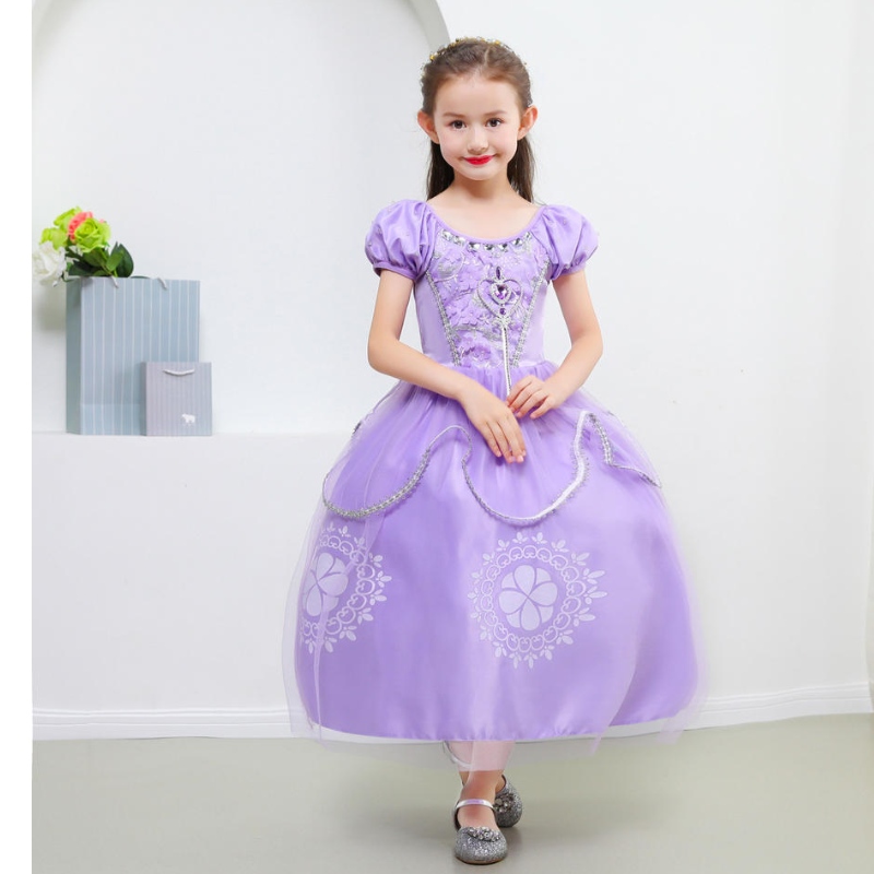 Princesse Sofia Robe pour fille pour enfants Cosplay Puff Sleeve Couche de couches de fête d'enfant Blow Ball Bouche de bal Costumes de fantaisie