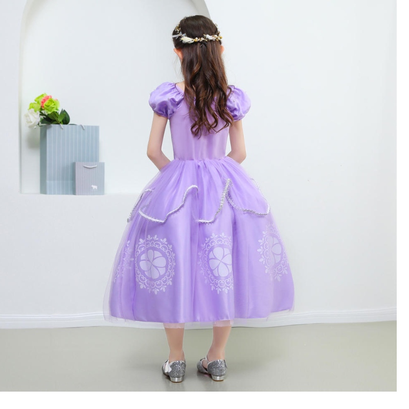 Princesse Sofia Robe pour fille pour enfants Cosplay Puff Sleeve Couche de couches de fête d'enfant Blow Ball Bouche de bal Costumes de fantaisie