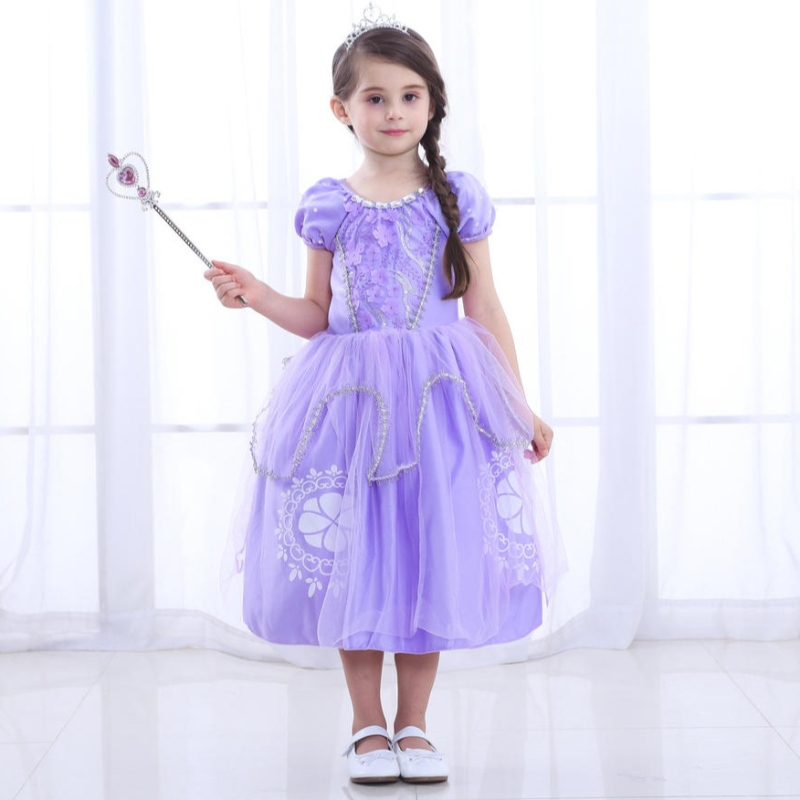 Princesse Sofia Robe pour fille pour enfants Cosplay Puff Sleeve Couche de couches de fête d'enfant Blow Ball Bouche de bal Costumes de fantaisie