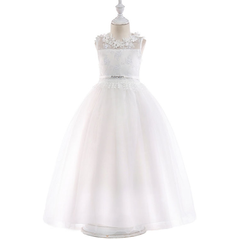 2022 Robe de fête de fille élégante demoiselle à la vignette blanche Robes pour enfants pour filles vêtements enfants robe de mariée 10 12 ans