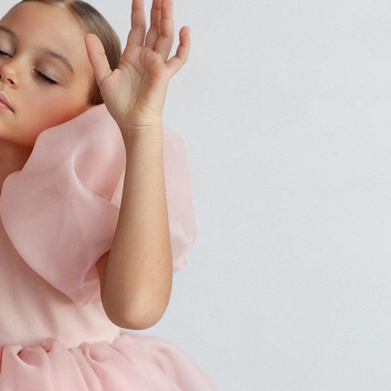 Fashion Girl Princess Vintage Robe Tulle Enfant Vestido Puff Sleeve Pink Wedding Party Birthday Tutu Child Ball Robe Robe